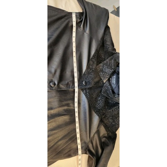 Vintage Pelle Studio Women's Black Leather‎ Suede Print Long Jacket Size 2X - Picture 8 of 9